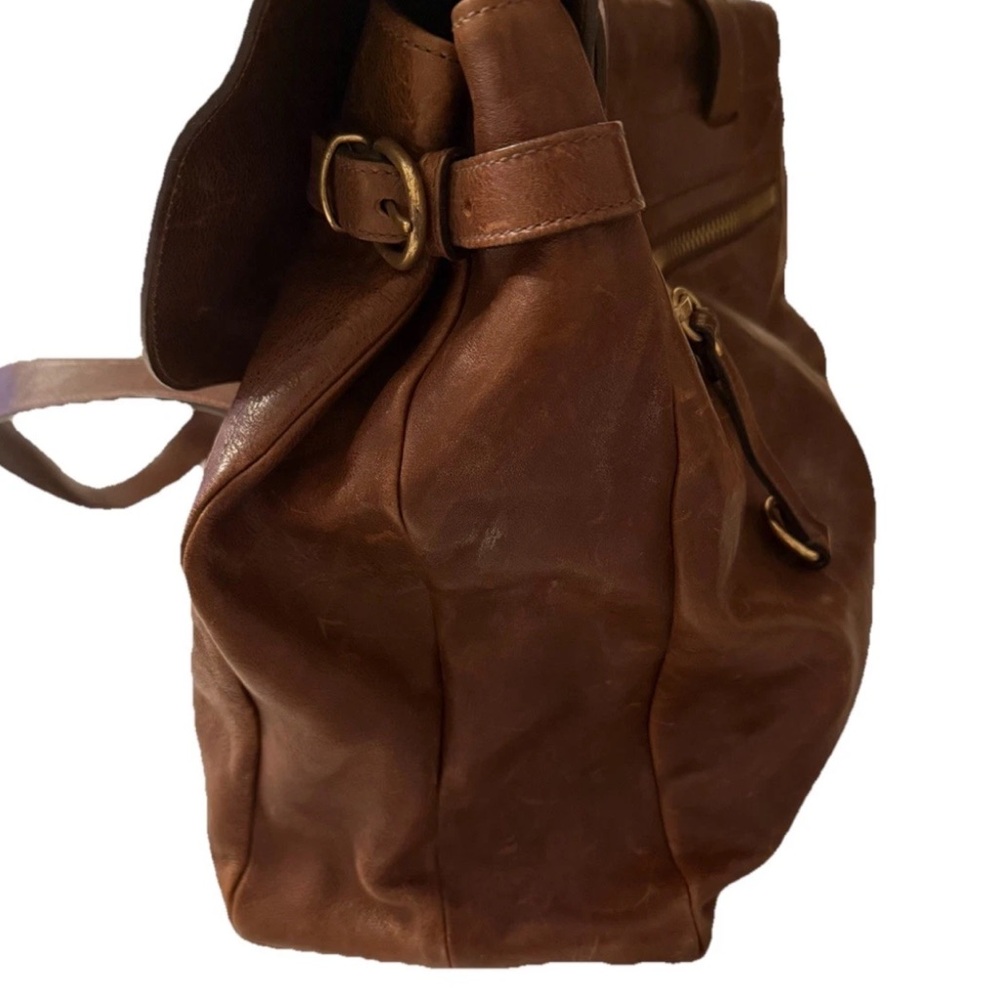 IL BISONTE VINTAGE LEATHER BAG Natural Patina ITALY Brown FAST SHIPPING 3346-4 - Picture 6 of 16